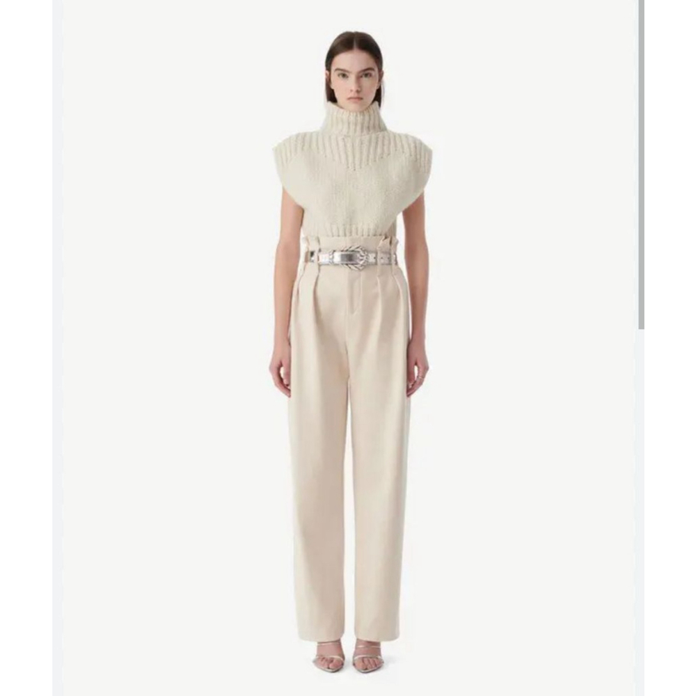IRO NWD $355 Cream Kotel High-Waisted Pleated Trousers 130 Size 36 4